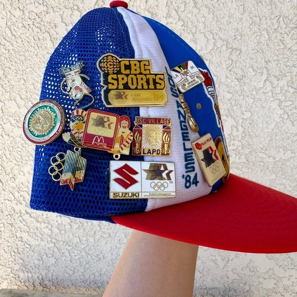 Vtg 1984 LA Olympics Hat W/vtg Olympics Pin’s USA certified